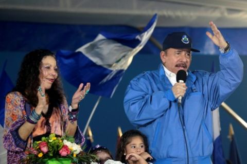 Ortega und seine Frau Murillo 2018 in Managua
