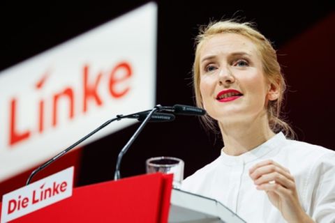 Ines Schwerdtner auf dem Linke-Parteitag im Oktober