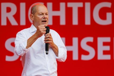 Scholz bei Wahlkampfveranstaltung im September in Sachsen