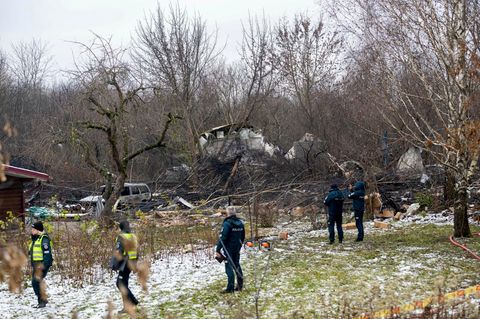 Absturzstelle des DHL-Transports am Flughafen in Vilnius.