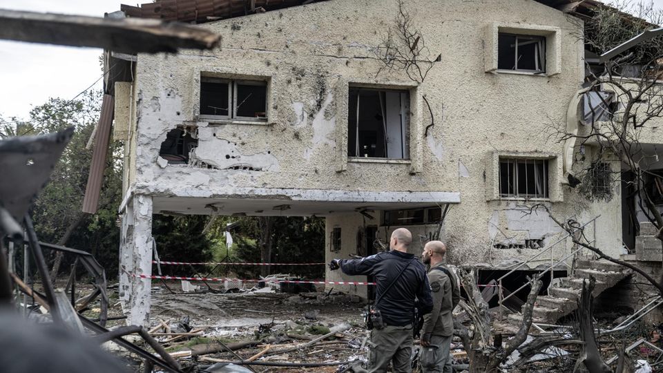 Damage after a Hezbollah rocket attack on Tel Aviv last weekend
