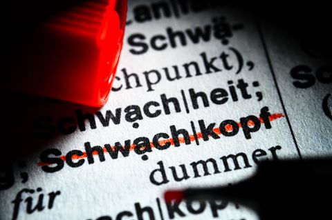 Beleidigungen gegen Politiker: In einem Wörterbuch ist das Wort Schwachkopf durchgestrichen