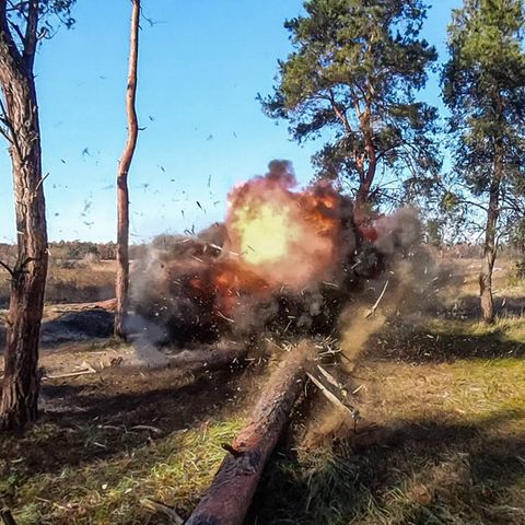 A rocket attack in Ukraine