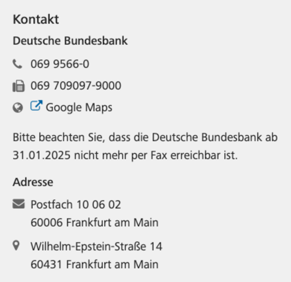 Mann muss es gelesen haben: Das Fax steht in der Bundesbank-Zentrale vor dem Aus