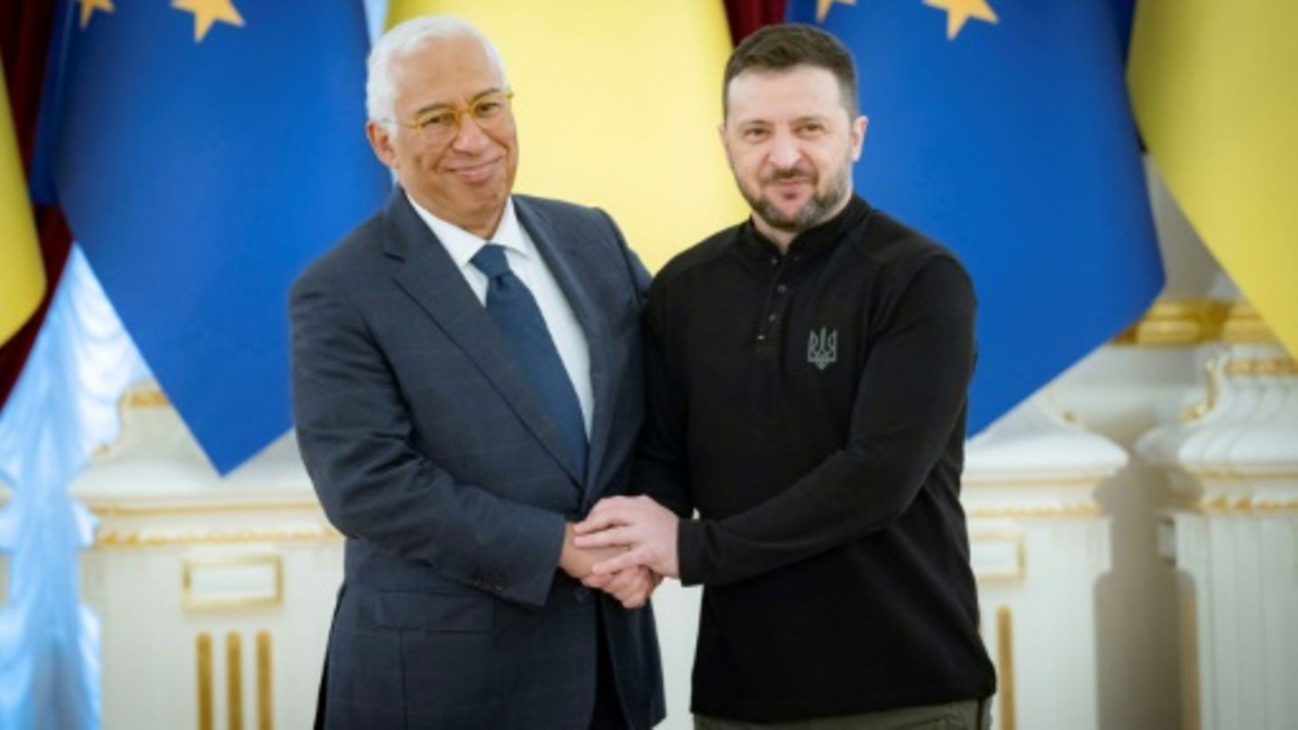 Der neue EU-Ratspräsident Costa (l.) und Selenskyj
