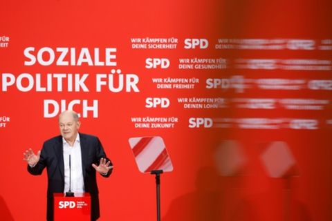 Olaf Scholz am Samstag bei seinem Wahlkampfauftakt
