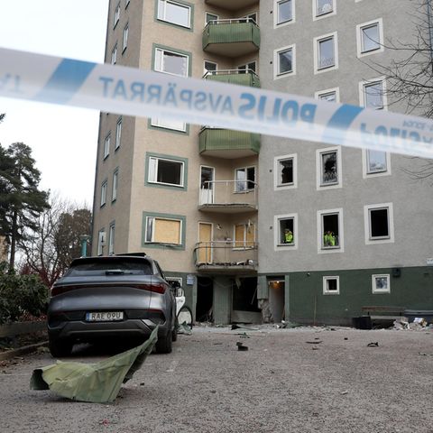 Schäden an einem Wohnblock, in Schwedens Gemeinde Sundbyberg