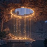 Ein leuchtender Lichtschleier unter der Erde