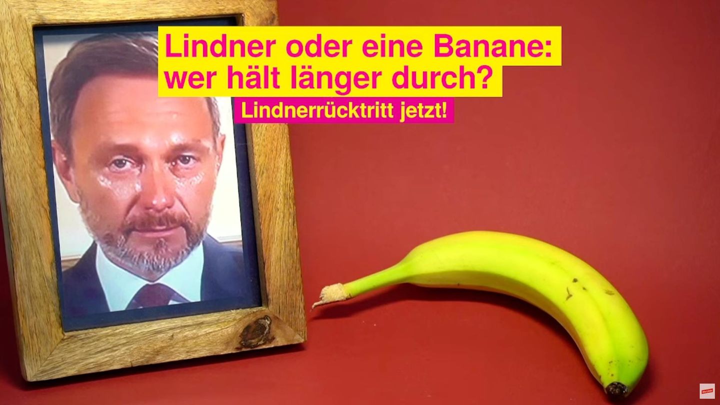 Ein Bild von Christian Lindner (FDP) neben einer Banane