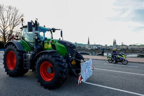 Traktordemonstration in Hamburger Innenstadt