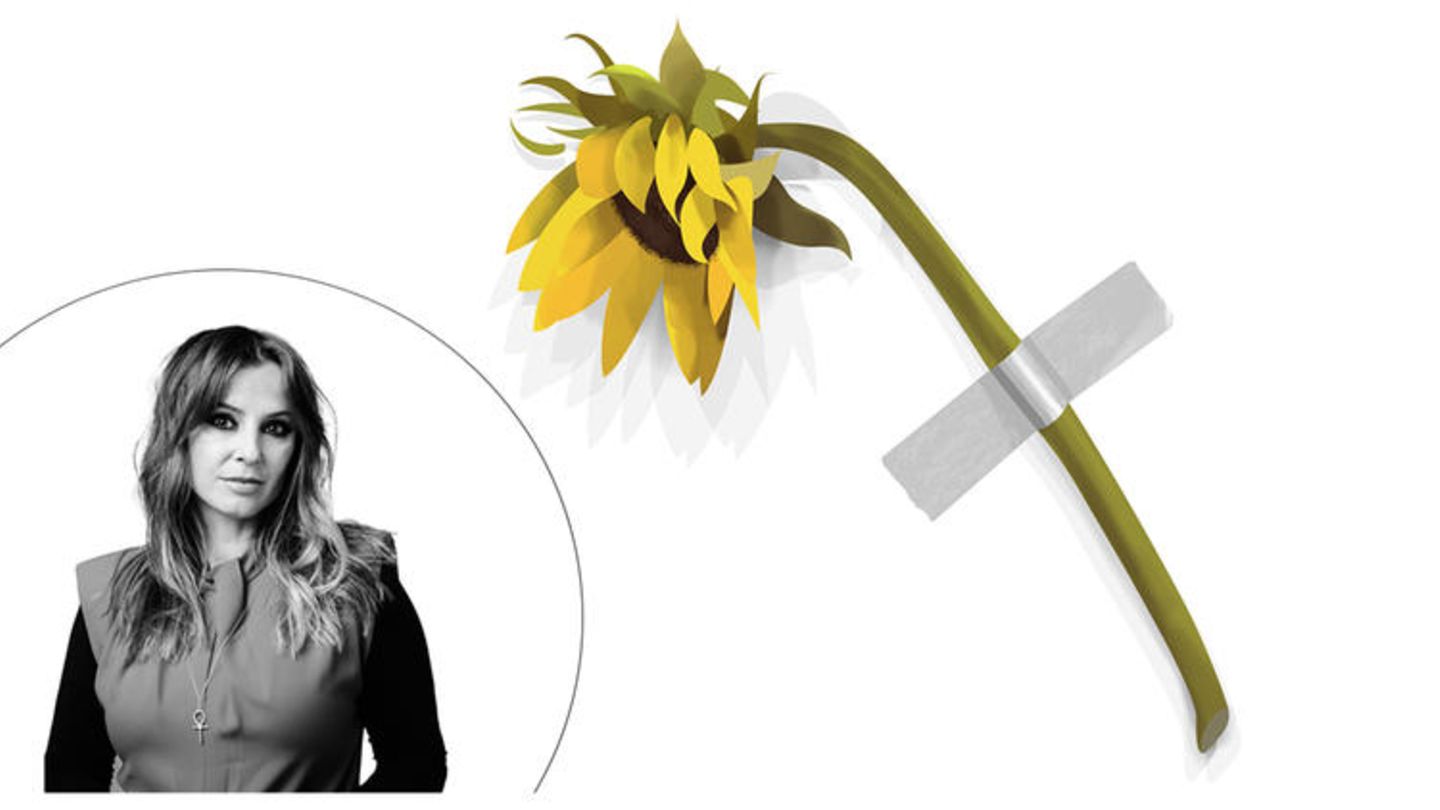 Kolumne: Marinić zum Thema Kunst: Eine Sonnenblume klebt an einer Wand