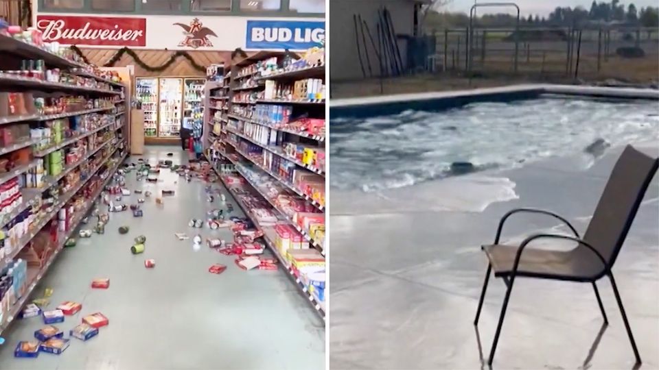 Häuser schwanken, Pools laufen über: Videos zeigen Erdbeben in Kalifornien