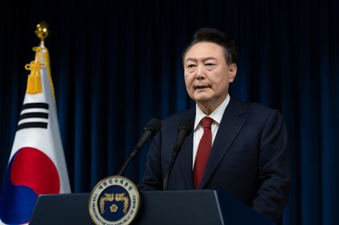 Der südkoreanische Präsident Yoon Suk-Yeol wandte sich am 07. Dezember 2024 an die Nation