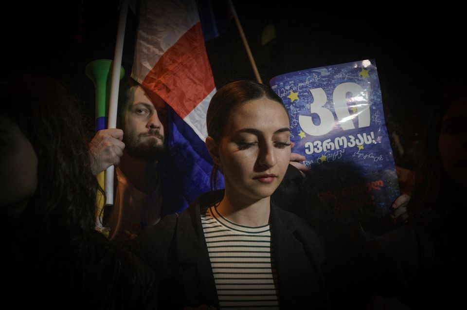 Eine Frau bei einem Studentenprotest