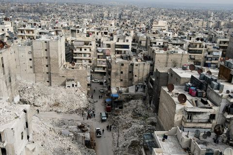 Blick auf das zerstörte Aleppo
