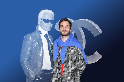 Collage der Chanel-Designer Karl Lagerfeld und Matthieu Blazy