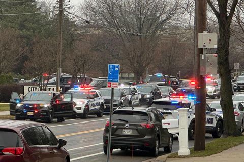 Einsatzkräfte der Polizei an der Abundant Life Christian School in Madison, Wisconsin