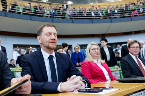 Michael Kretschmer am Mittwoch im Landtag