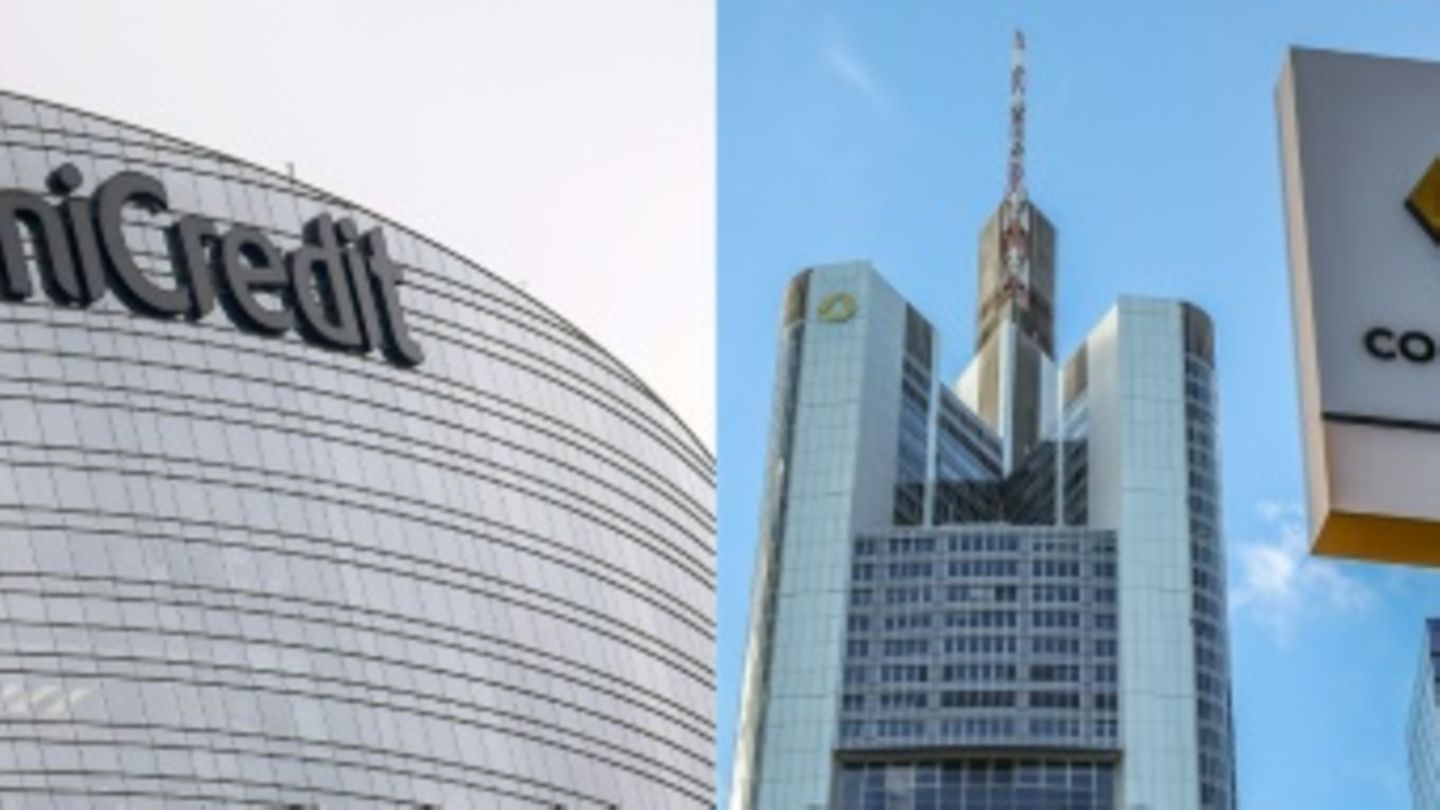 Logos von Unicredit und Commerzbank