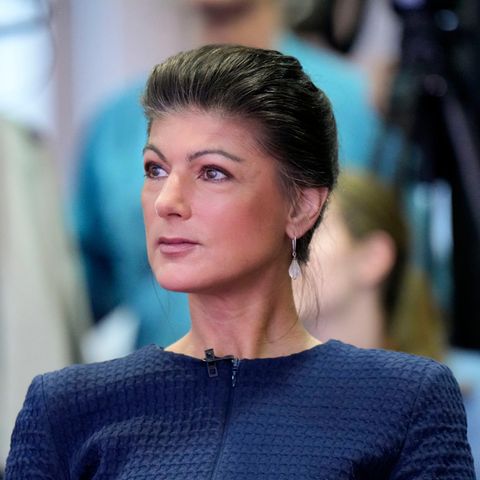 BSW chairwoman Sahra Wagenknecht looks critical