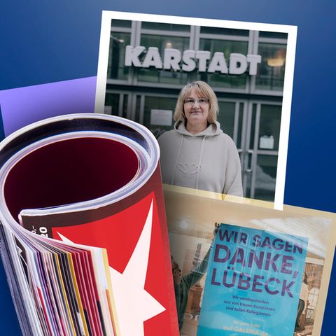 Eine Montage zum Thema Karstadt in Lübeck und deren Schließung