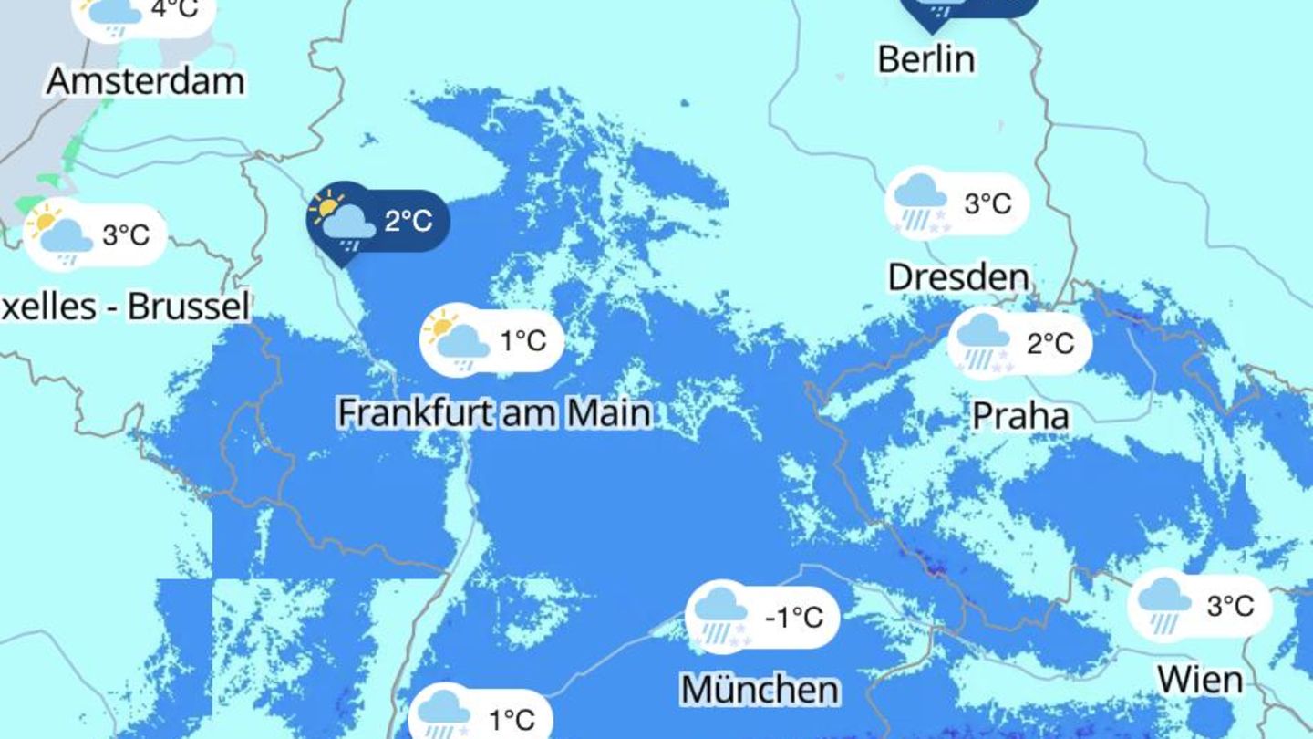 Weiße Weihnacht Wetterkarte