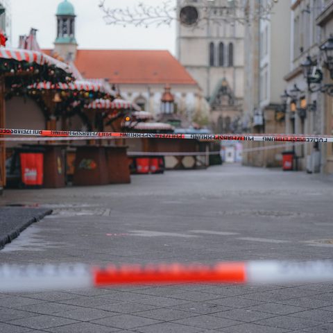 Police tape at the Magdeburg Christmas market