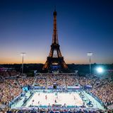 Olympia am Beachvolleyballfeld vor dem Eifelturm