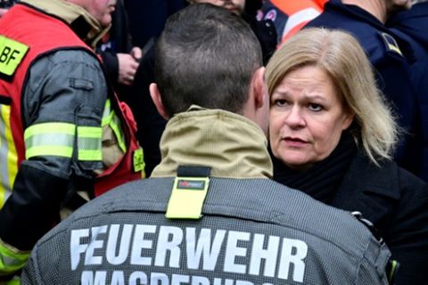 Innenministerin Nancy Faeser in Magdeburg