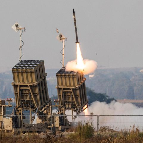 Israel's Iron Dome missile defense system fires an interceptor missile