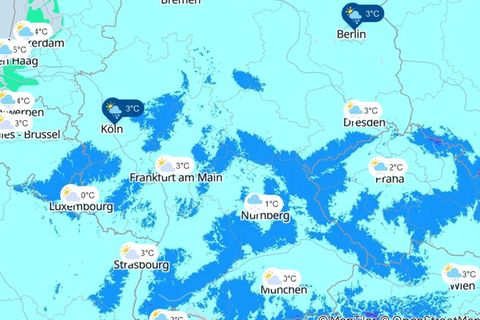 Eine Karte zeigt das Wetter in Deutschland