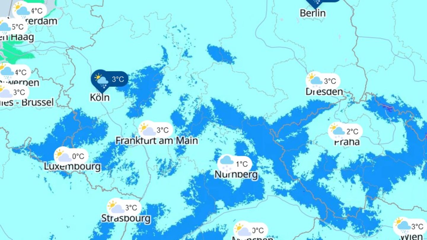 Eine Karte zeigt das Wetter in Deutschland