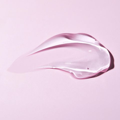 Hormones in menopausal therapy: gel trace on pink background