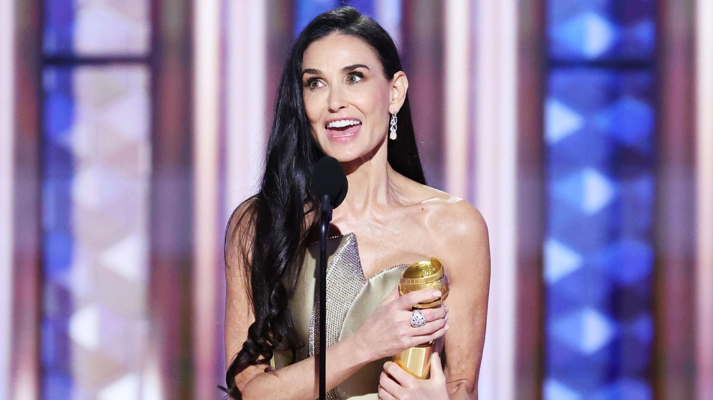 Demi Moore bei ihrer Rede während der Golden Globes