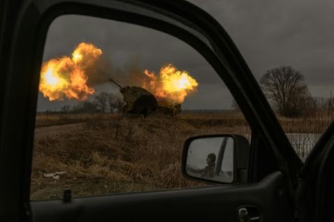 Ukrainische Artillerie im Januar 2024 in der Region Donezk