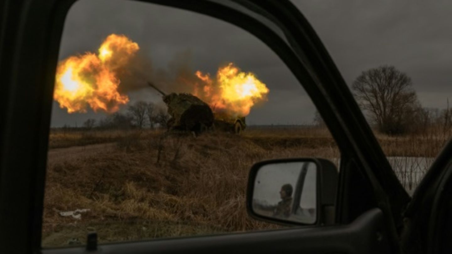 Ukrainische Artillerie im Januar 2024 in der Region Donezk