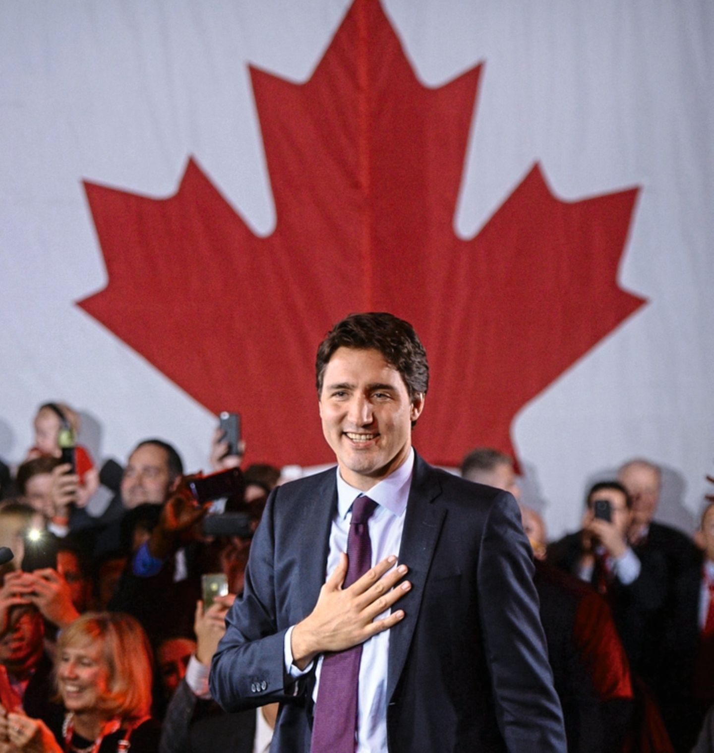 Trudeau nach seinem Wahlsieg in der Parteizentrale der Liberalen