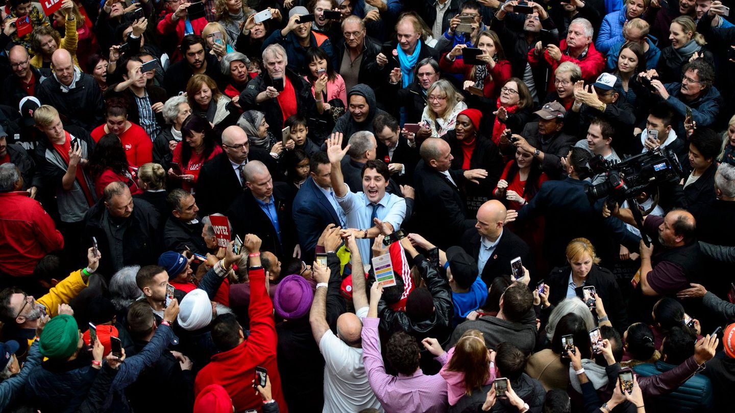 Macht in Unterzahl Trudeau 2019 im Wahlkampf