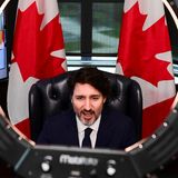Trudeau während einer Videokonferenz