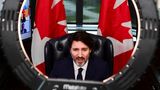 Trudeau während einer Videokonferenz