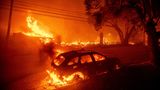 Flammen fressen sich durch Autos und Häuser