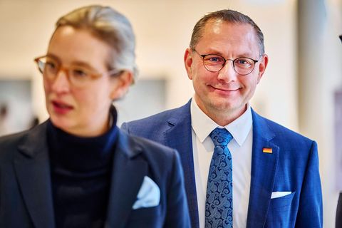 Alice Weidel, Kanzlerkandidatin und Parteivorsitzende der AfD, und Co-Chef Tino Chrupalla
