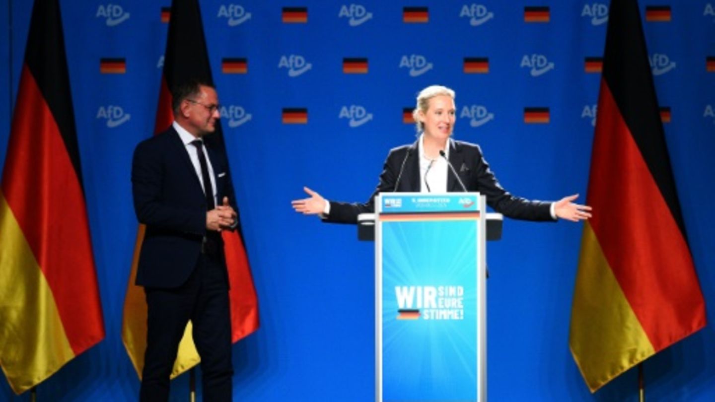 Weidel und Chrupalla beim Parteitag im Sommer in Essen