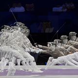 Sportfoto: Der Bewegungsablauf von zwei Fechtern