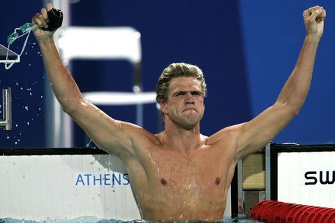 Gary Hall Jr. jubelt bei den Olympischen Spielen 2004 in Athen