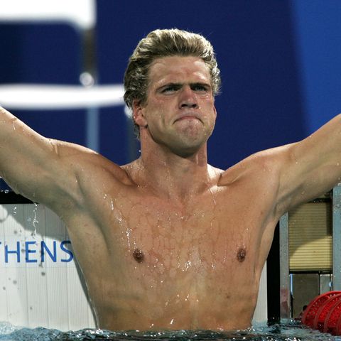 Gary Hall Jr. jubelt bei den Olympischen Spielen 2004 in Athen