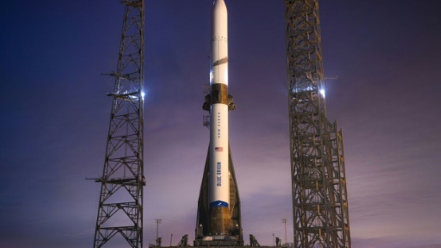 Die New-Glenn-Rakete auf der Startrampe in Cape Canaveral
