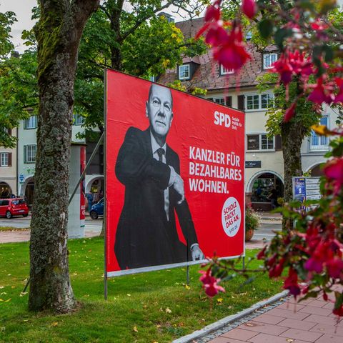 Wahlplakat 2021: "Kanzler für bezahlbares Wohnen"