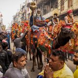 Vorbereitungen des Maha Kumbh Mela Festes in Prayagraj