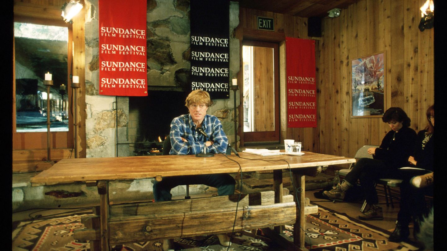 Robert Redford während einer Pressekonferenz in Sundance